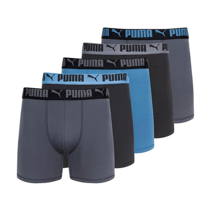 Puma Paquete de 5 Calzoncillos Boxer Performance para Hombre - CH - Negro - Azul - Gris