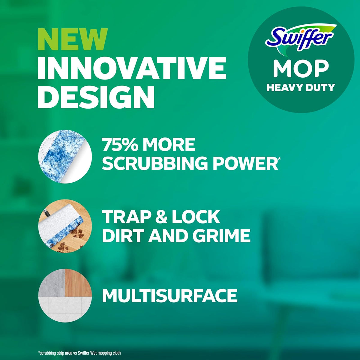 Swiffer Sweeper Heavy Duty Wet Mopping Cloths Multi Surface Refills, Open Window Fresh, 20Count