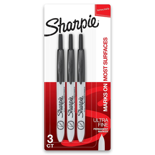 SanfordSharpie Ultra Fine Point Retractable Permanent Markers, Black (1735793)