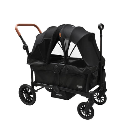 INFANTI | Vagón EVERETT Doble | Soporta 50 kg | Asientos Seguros Toldos Desmontables | Mango Ajustable | Ruedas con Amortiguación | Frenos Integrados | Plegado Compacto | Color Negro
