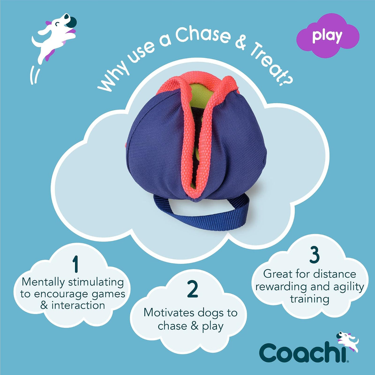 The Company of Animals Coachi Chase & Treat | Para perros y cachorros, todas edades y razas, juguete con golosinas, estimulación mental, entrenamiento a distancia