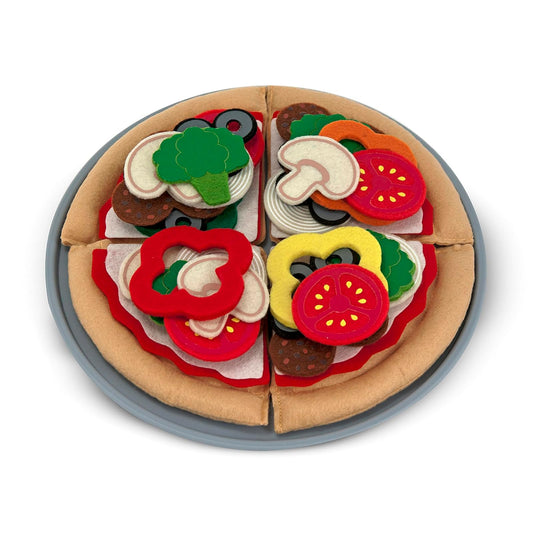 Melissa & Doug Felt Play Food Pizza Set, Pretend Play, Easy to Clean, Includes Play Ideas, 42 Durable Pieces, 11.25” H x 11.25” W x 1.1” L