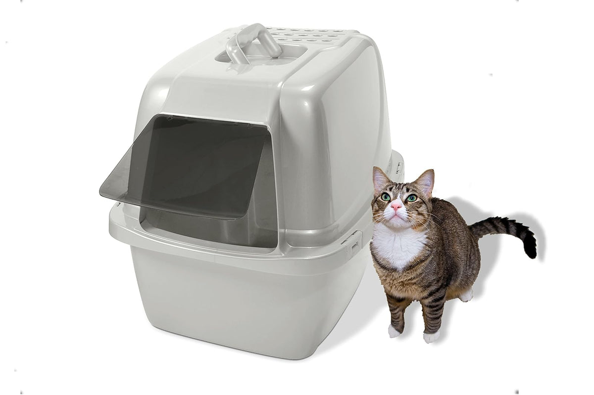 Vanness Arenero Grande Cubierto para Gato con Puerta Abatible y Filtro Reemplazable, Resistente y Fácil de Limpiar