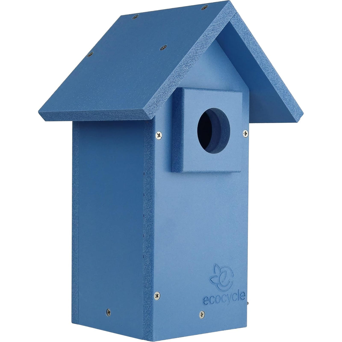 EcoCycle Bluebird Bungalow - Casa de pájaros de plástico Reciclado con Protector depredador y Puerta de Limpieza, casa de pájaros Salvajes y decoración al Aire última intervensión, Azul