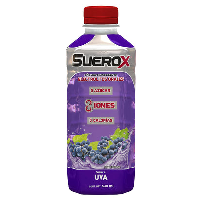12 Pack de Suerox, FRESA-FRUTOS ROJOS, nuevo sabor, deliciosa hidratación saludable botellas con 630 ml + 12 Pack de, deliciosa hidratación saludable, UVA, botellas con 630 ml