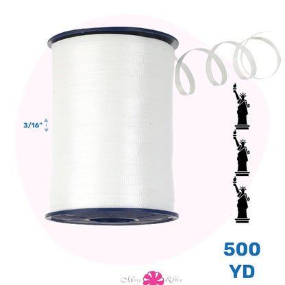 Morex Ribbon 253/5-600 Cinta rizadora prensada de 3/16 Pulgadas x 500 Yardas (Paquete de 3) para Envolver Regalos, Blanco Nieve, Decoraciones de cumpleaños, Regalos de Fiesta para niños y Adultos,