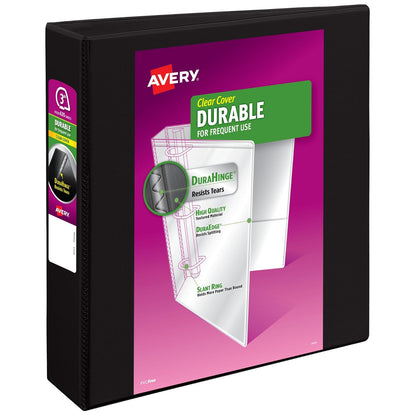 Avery Carpeta durable con vista y anillo inclinado, 5cm | Para uso diario, en el hogar y en la oficina, columna vertebral DuraHinge, bordes resistentes a las roturas - 7,62cm - Negro