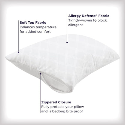 Juego de 2 Protectores de Almohada King AllerEase – Equilibrio de Temperatura, Recomendado por alergólogos, Transpirables, Protectores con Cierre