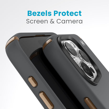 Speck Funda para iPhone 15 Pro MAX, ClickLock - Enclavamiento Antideslizante, construida para MagSafe, protección contra caídas, Resistente a los arañazos, Tacto Suave, Funda para teléfono de 6.7