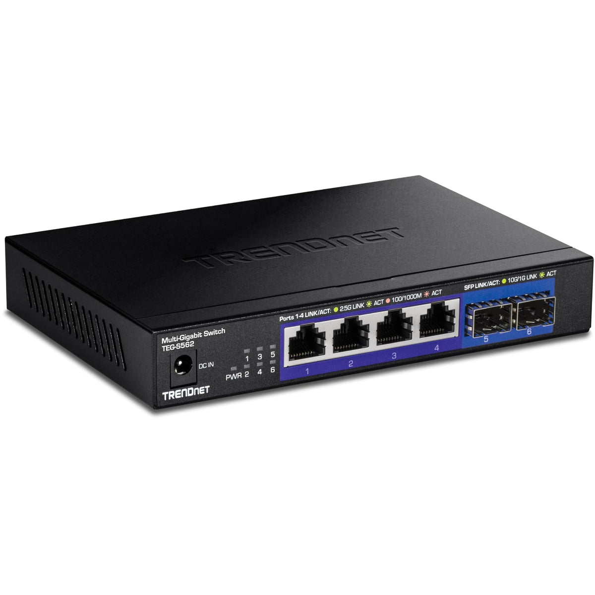 TRENDnet - Interruptor multigig no administrado de 6 Puertos, 4 Puertos 2.5GBASE-T, 2 Puertos SFP+ de 10 G sin Ventilador, diseño Compacto de computadora, Carcasa de Metal, Interruptor Ethernet de