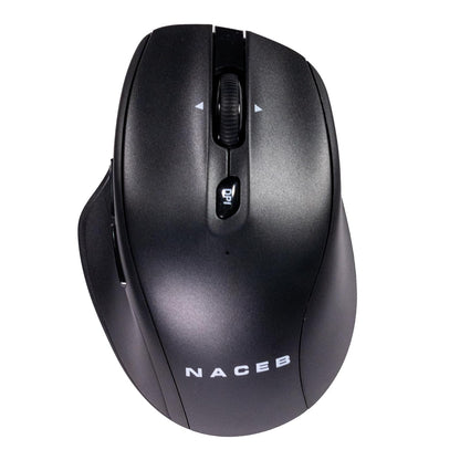 Naceb Technology Mouse Inalámbrico Dual Mode NA-0139N - 2.4 GHz + Bluetooth, Diseño Ergonómico, Conexión para Múltiples Dispositivos, Incluye 2 Pilas AA - Negro