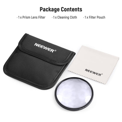 NEEWER 82mm Filtro de Lente de Prisma de Caleidoscopio, Filtro de Efecto de Vidrio de Cristal de Prisma para Fotografía con Múltiple Refracción y Número Variable de Sujetos Fotográficos