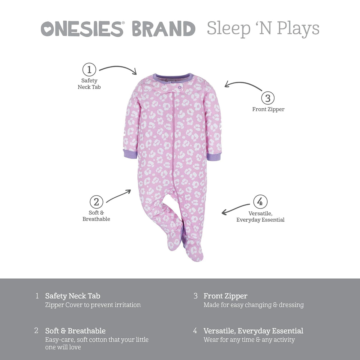 ONESIES 4-pack Sleep 'N Play Footies Dormidores para bebés y niños pequeñosbebés niños