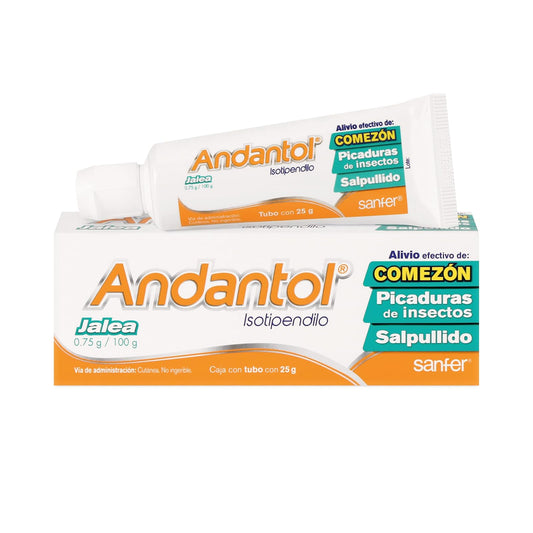 Andantol Jalea, 25gramos | El anticomezón, alivia comezón sin importar su origen, picaduras e irritaciones, desde los 20 min, hasta 8 h, +12 años