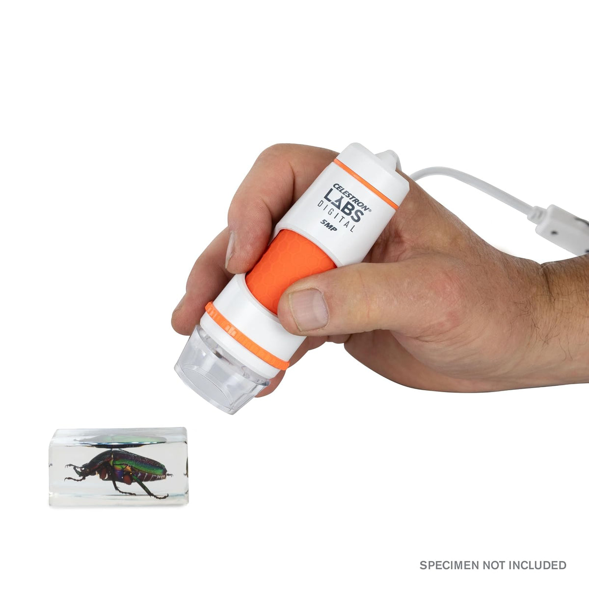 Celestron - Microscopio Digital Pro de 5 MP - Microscopio USB de Mano Compatible con Windows PC y Mac - Aumento 20x-200x - Perfecto para Recoger Sellos, Recoger Monedas