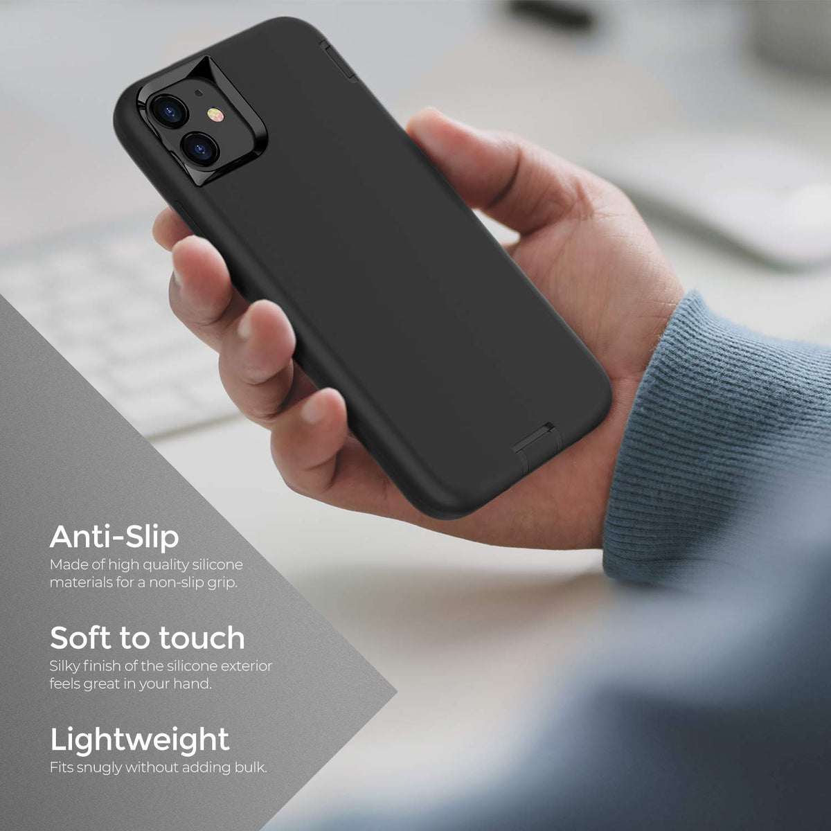 ORIbox Funda Compatible con iPhone 12 y iPhone 12 Pro, Acabado Suave al Tacto de la sensación Exterior de Silicona líquida