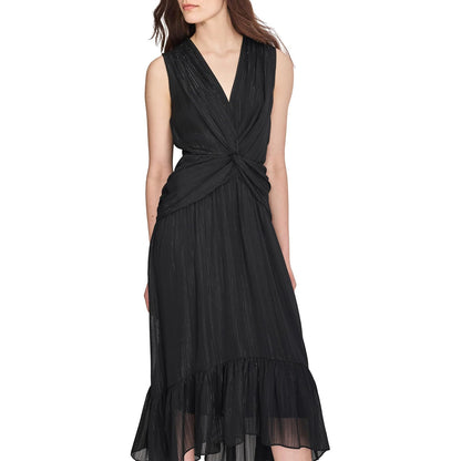 DKNY - Vestido de Manga Corta abombada hasta la Rodilla con Cierre Trasera expuesta