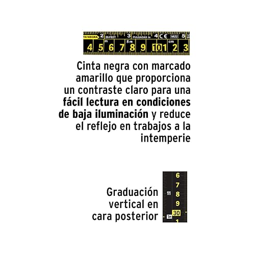 Truper FCN-10M, Flexómetro contra impactos 10 m Cinta Negra 32 mm