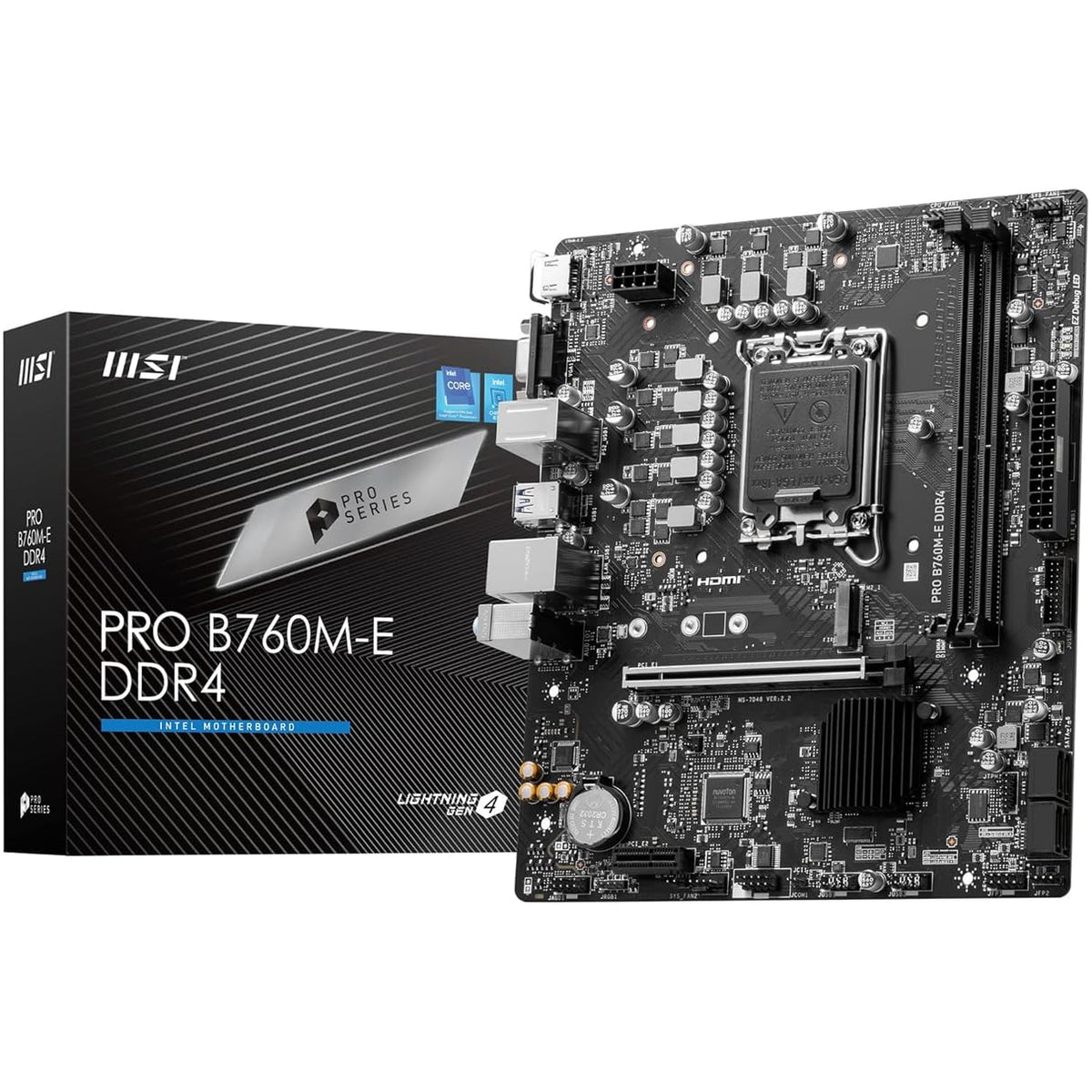 MSI Tarjeta Madre Pro B760M-E DDR4 LGA 1700 2X DDR4 1x M.2 PCIe 4.0 Micro ATX