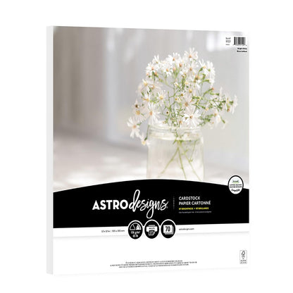 Astrodesigns 91522 - Cartulina para manualidades, 30,5 x 30,5 cm, 65 libras/176 g/m², blanco brillante, 70 hojas