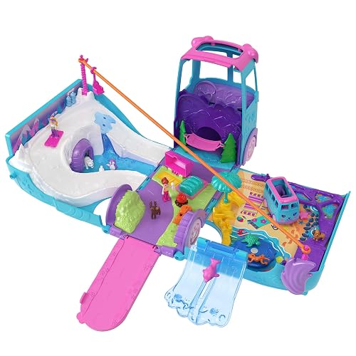 Polly Pocket Set de Juego Aventura sobre Ruedas con Mascotas para niñas de 4 años en adelante