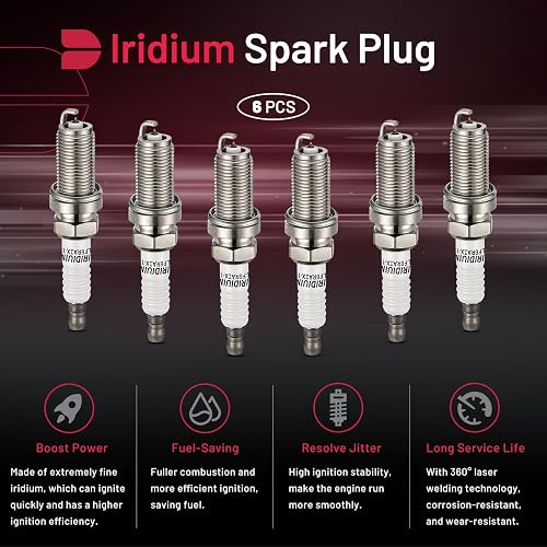 BDFHYK BD-05-01806-SP Juego de 6 Bujías de Iridio para BMW 128i/330i/X3/X5 Lexus ES350/RX350/RX450h Subaru Legacy/Outback Toyota 4Runner/Camry, Reemplaza 6619