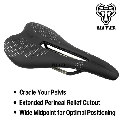 WTB - Sillín de Bicicleta con Grava – 246 x 140 mm, Base Flexible con tecnología Fusion Form, Recorte de Alivio perineal para Paseos en Grava y Resistencia – Montaje de Herramienta Integrado