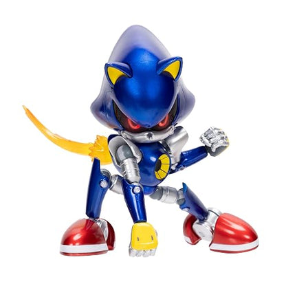 JAKKS Pacific Sonic The Hedgehog Modern Metal Sonic Figura de Colección del 35 Aniversario, 6 Pulgadas, Articulada con Accesorios, Multicolor