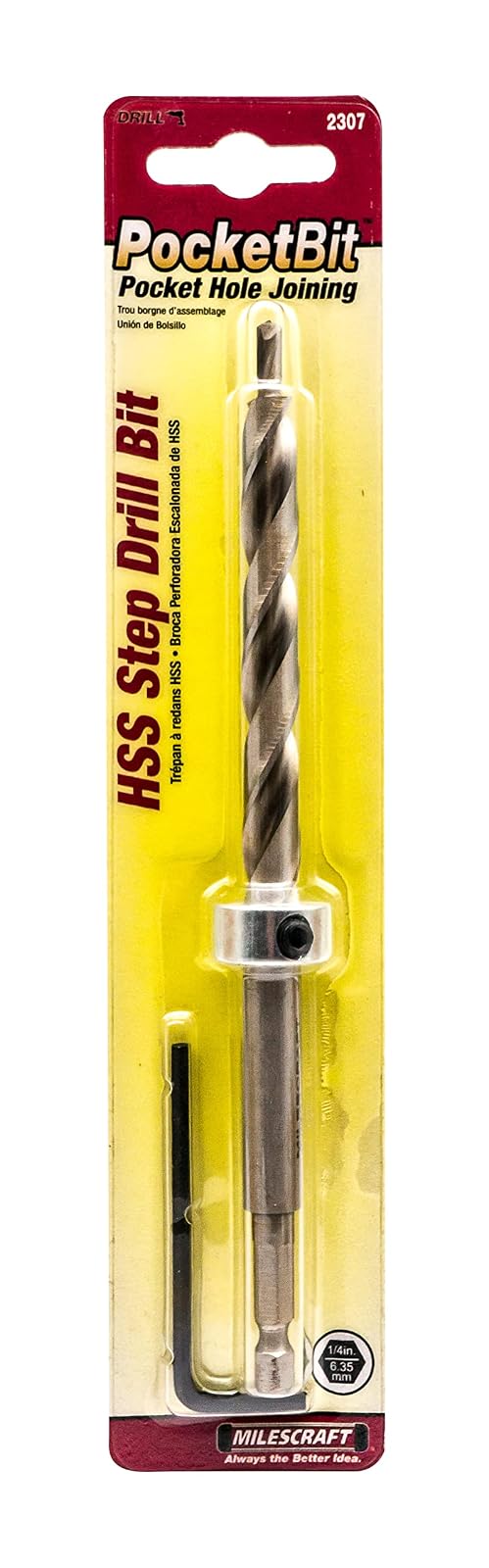 Milescraft 2307 PocketBit - Broca de bolsillo con vástago hexagonal, modelo: 23070003