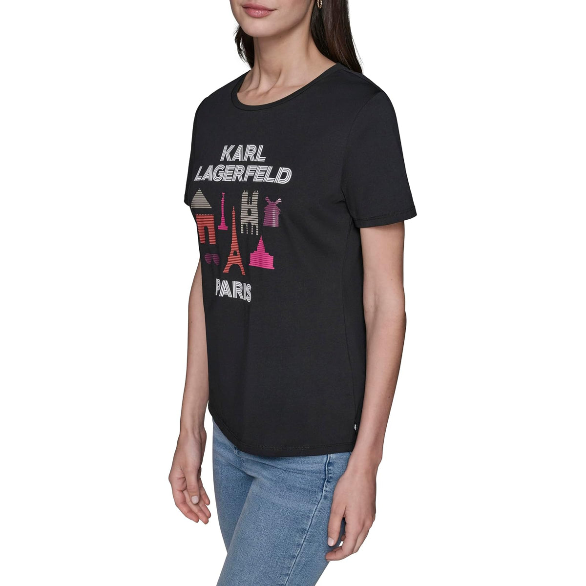 Karl Lagerfeld - Playera Informal Suave con Logotipo Diario para Mujer