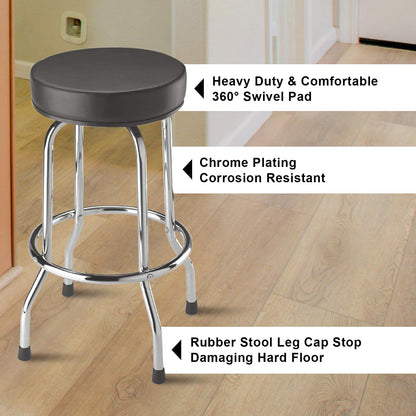 Torin ATRP6185B-1 - Taburete de Bar Giratorio: Asiento Acolchado de Automóvil/Tienda con Patas cromadas, Negro