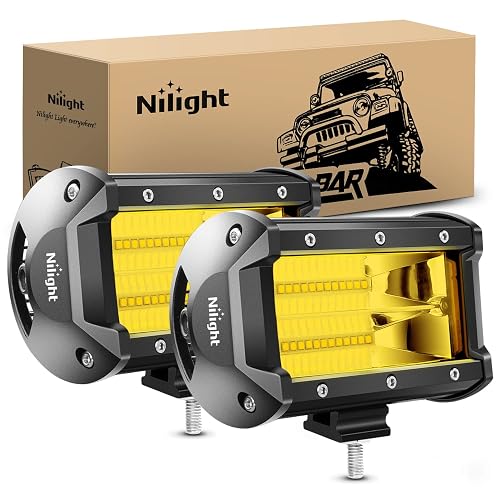 Nilight 18030C-A Barra Luz LED Doble Fila 10800 Lúmenes 12.7cm 72W Ámbar Antiniebla 2 Piezas