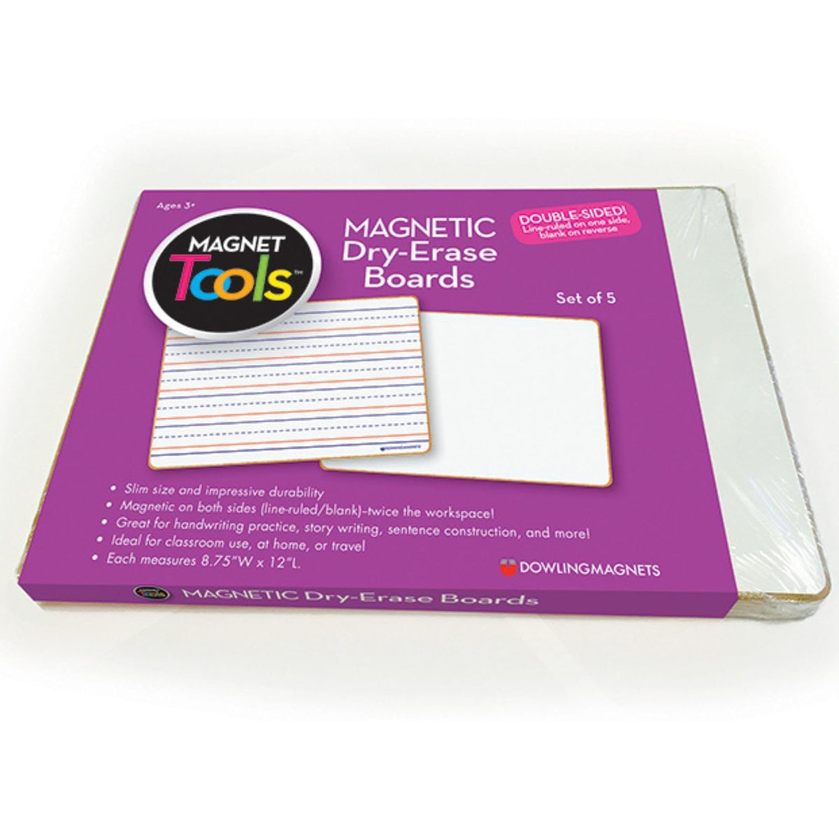 735206 Magnetic Dry Erase Boards - Double-Sided Ruled/Blank (Pack of 5)