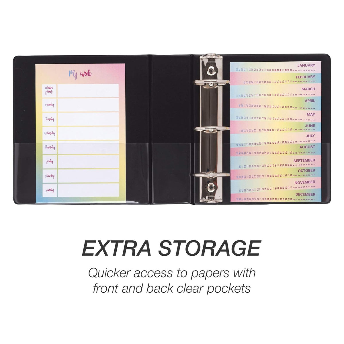 Samsill Economy - Carpeta pequeña de 3 anillas de 2 pulgadas, fabricada en los Estados Unidos, carpeta redonda de 9.1 x 7.5 pulgadas, cubierta antiadherente personalizable, color negro