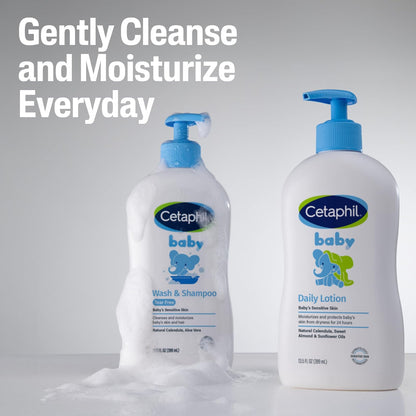 Champú y Gel de baño para bebés Cetaphil con caléndula orgánica, sin desgarros, hipoalergénico, Ideal para Uso Diario, Probado por dermatólogos, 7.8 oz
