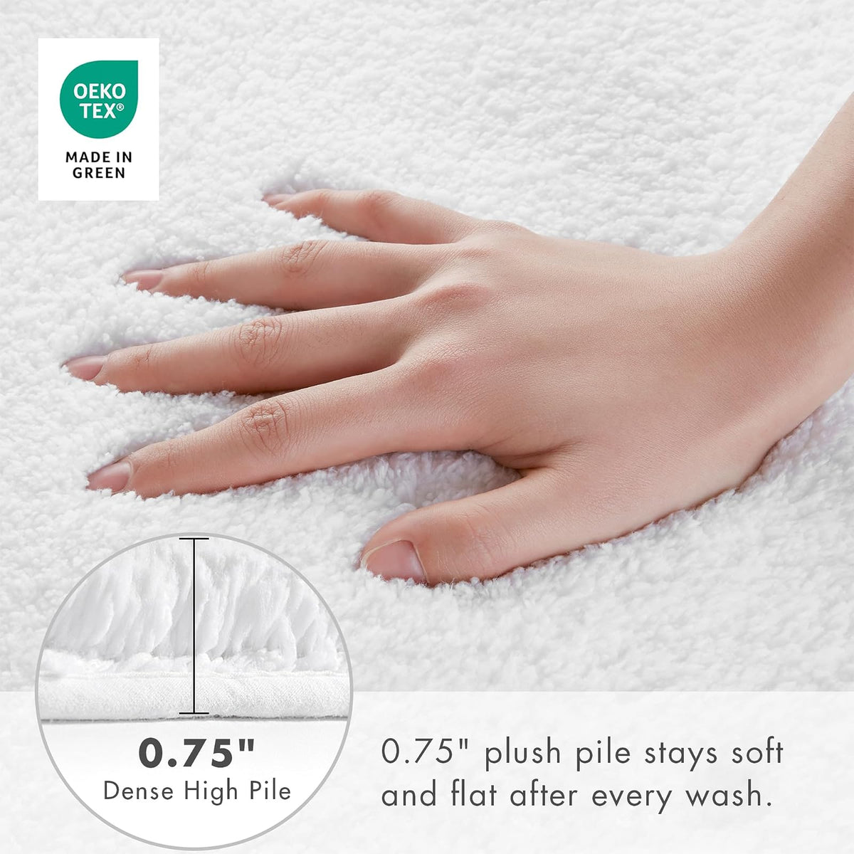MADISON PARK SIGNATURE - Alfombra de baño Antideslizante de Felpa Luxruriosa, Absorbente, de Secado rápido, decoración de baño con diseño de SPA, 24 x 40 Pulgadas, Color Blanco