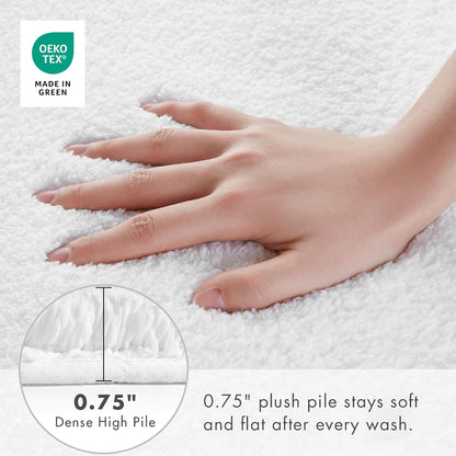 MADISON PARK SIGNATURE - Alfombra de baño Antideslizante de Felpa Luxruriosa, Absorbente, de Secado rápido, decoración de baño con diseño de SPA, 24 x 40 Pulgadas, Color Blanco