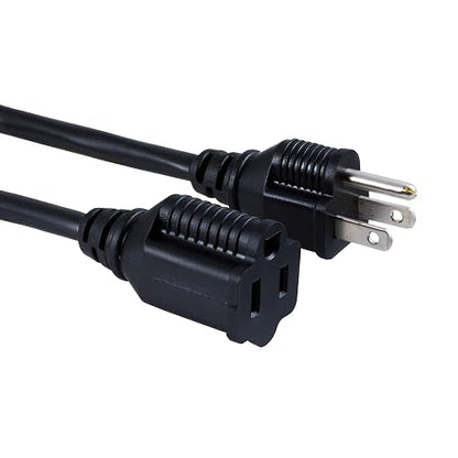 GE Cable de extensión UltraPro de 15 pies, doble aislamiento, interior/exterior, uso general, 3 cables, calibre 16, ideal para iluminación exterior, listado UL, negro, 36824-T1