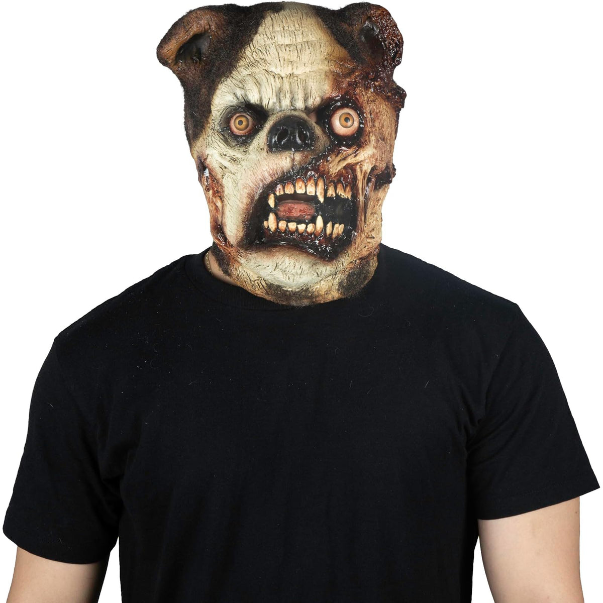 Ghoulish Productions Máscara Zombie Pug de Látex – Perro Zombi Realista con Ojos Desorbitados, Mandíbula Deformada y Detalles Sangrientos – Creepy Animals Series para Halloween y Coleccionistas