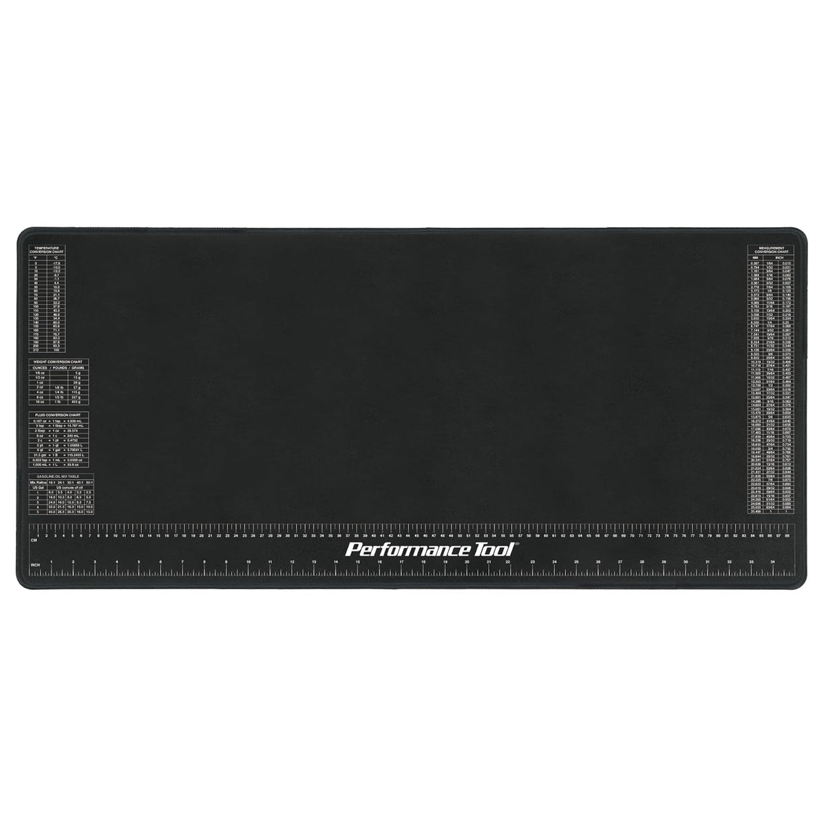 Performance Tool W88977 Estera de Neopreno con Regla y Tablas de Referencia, Resistente a Productos químicos, 16 Pulgadas x 35.75 Pulgadas, Protege la Superficie de Trabajo de solventes y aceites