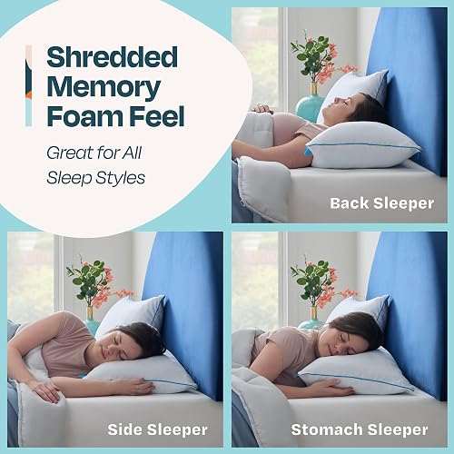 Linenspa - Almohadas 2 Pack Tamaño Queen - Memory Foam con Gel Refrescante en Trozos - Se Moldea a tu Gusto - Ideal para Dormir de Lado, Boca Arriba o Boca Abajo