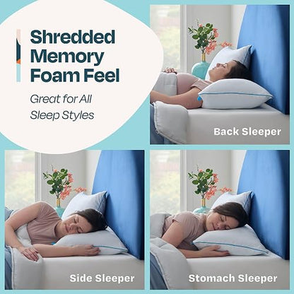 Linenspa - Almohadas 2 Pack Tamaño Queen - Memory Foam con Gel Refrescante en Trozos - Se Moldea a tu Gusto - Ideal para Dormir de Lado, Boca Arriba o Boca Abajo