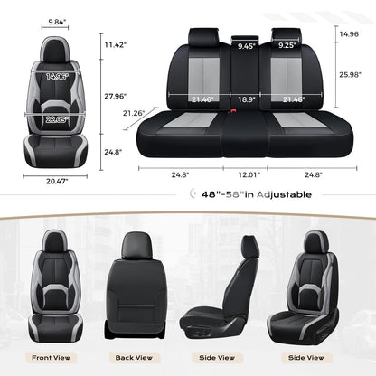 Coverado Fundas de Asiento de Automóvil, Juego Completo de Fundas de Asiento de Automóvil, Impermeable, con Soporte Lumbar, Fundas de Asiento de automóvil, Ajuste Universal para la mayoría de Automóviles, SUV