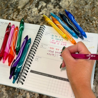 BIC Gelocity Quick Dry Ocean - Juego de rotuladores de gel con tinta de secado rápido y diseño retráctil