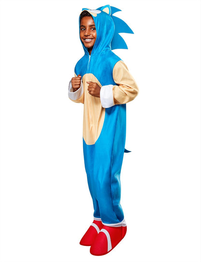 Rubies Sonic the Hedgehog: overol con cierre con capucha para niños, talla M