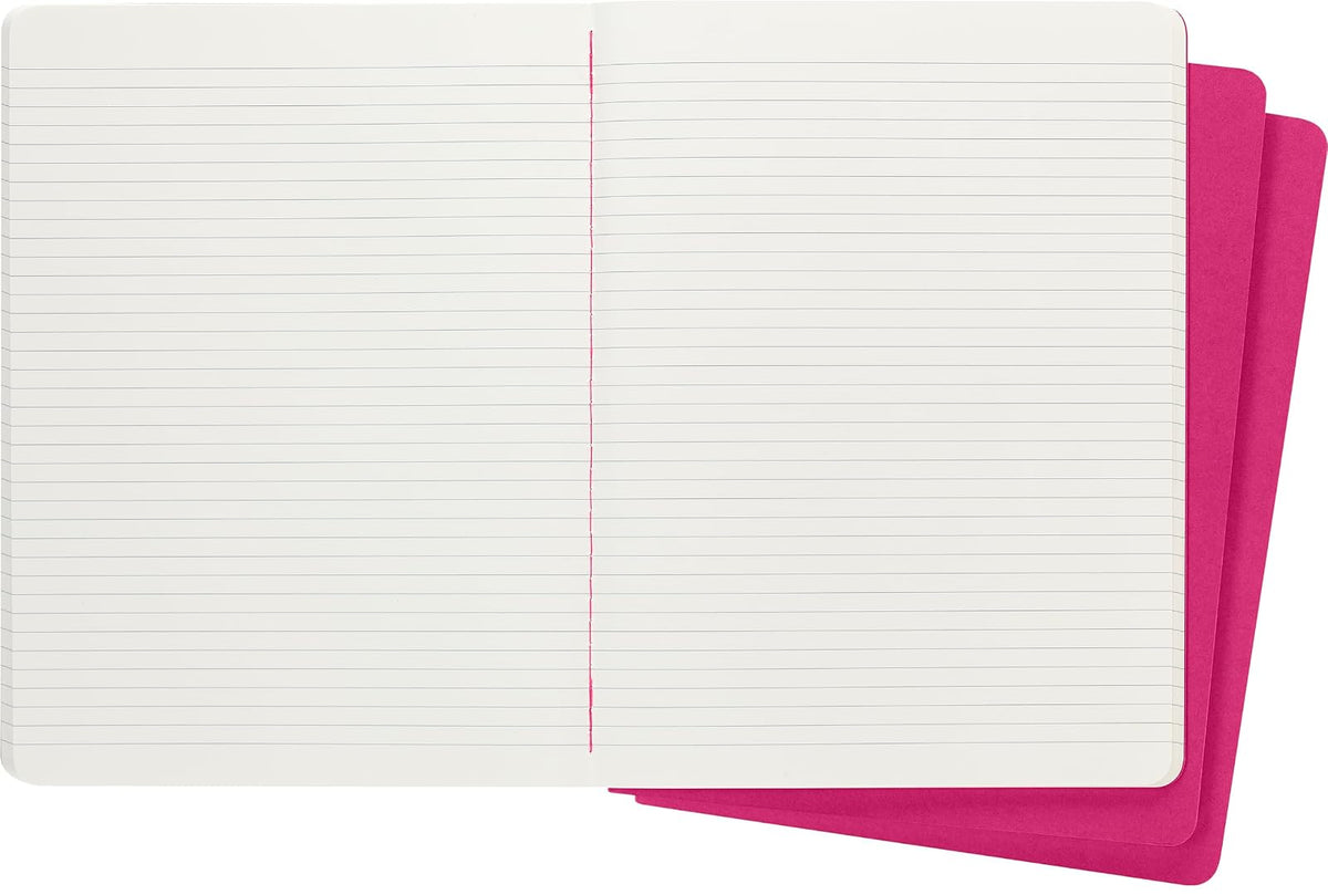 Moleskine Cahier Diario, cubierta suave, XL (7.5 x 9.5 pulgadas), rayadas/forradas, rosa cinético, 120 páginas (juego de 3)