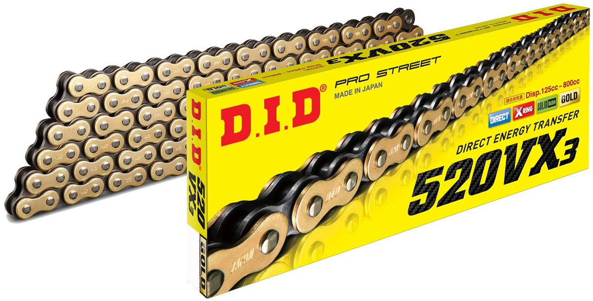 DID Cadena de Transmisión VX3 X-Ring para Motocicleta - Oro - 108