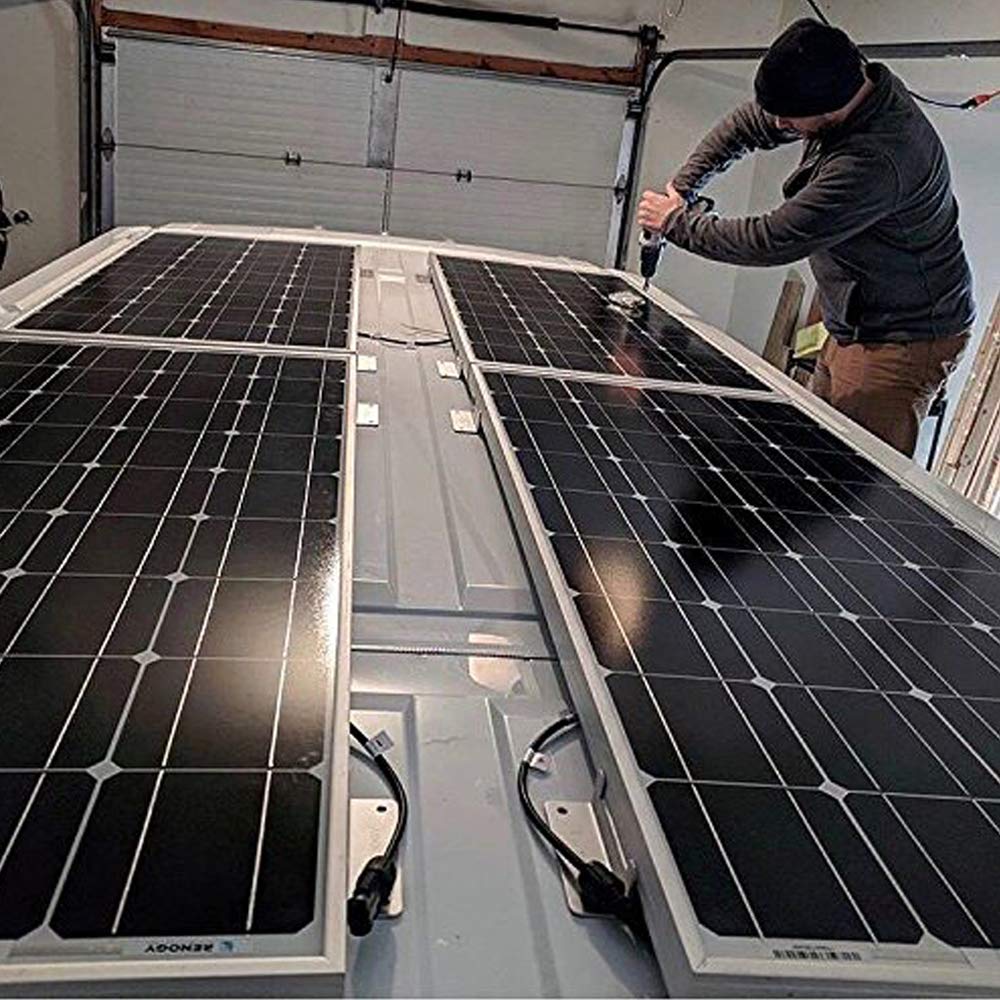 Renogy 4 juegos de soportes de montaje de panel solar Z ligeros de aluminio sin corrosión para caravanas, remolques, barcos, yates, pared y otras instalaciones de techo fuera de la viga, 4 unidades