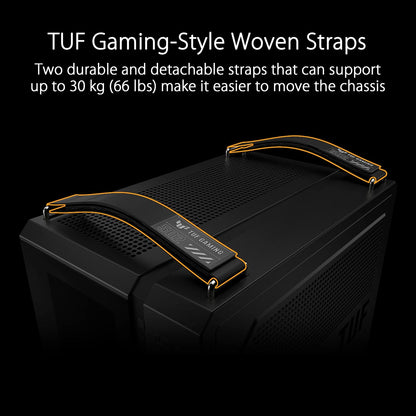 ASUS TUF Gaming GT502 ATX - Carcasa para computadora con Panel Frontal RGB botón, USB 3.2 Tipo C y 2 Puertos USB 3.0