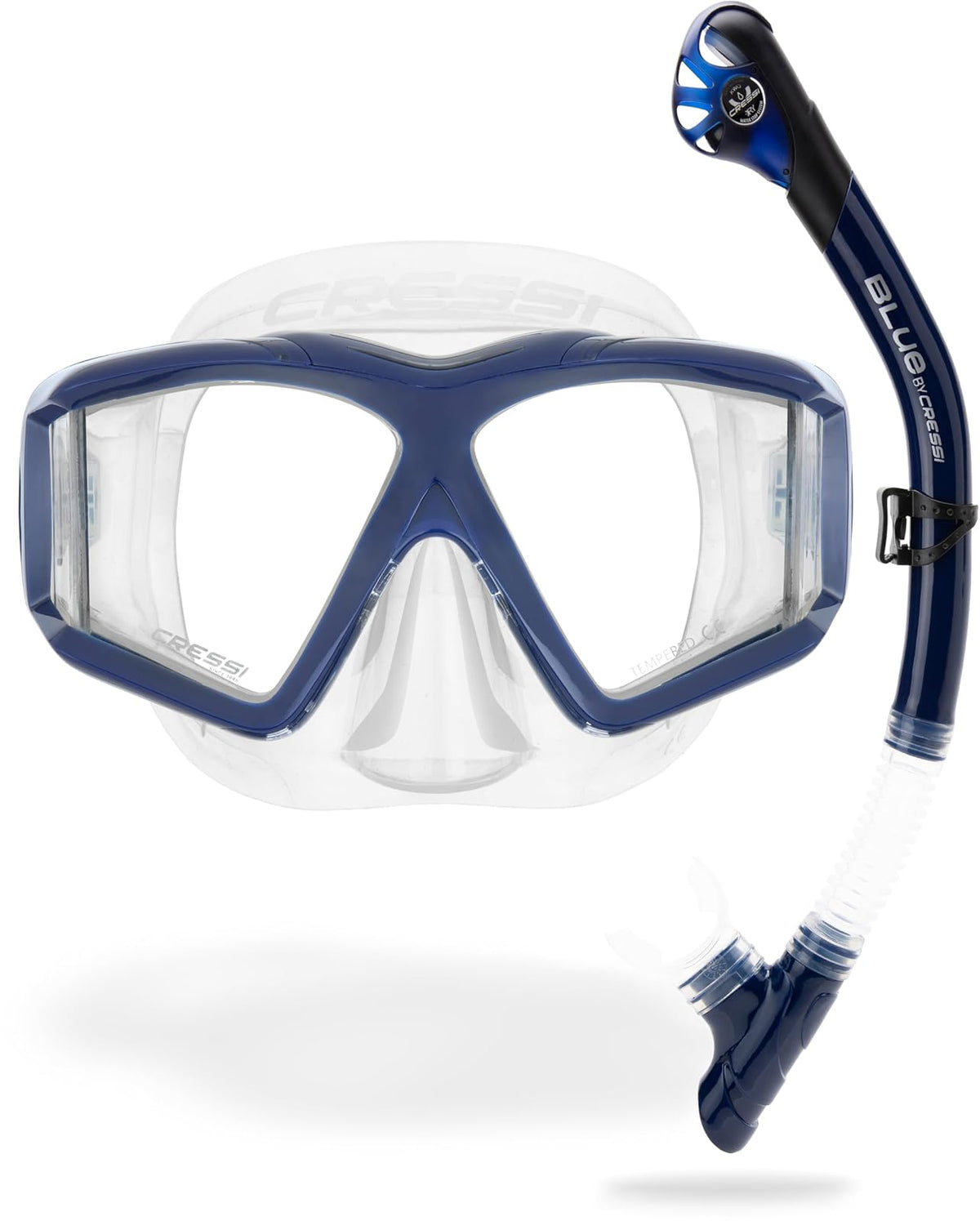 CRESSI Horizon – Máscara de Buceo y esnórquel Unisex con 4 Lentes temperares Separados o Set máscara+esnórquel Scilla Top Dry Combo para una visión Completa Limitada por Pines